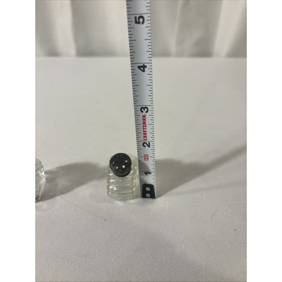 Vintage Antique Glass/Crystal Salt & Pepper Shakers Sterling Silver Caps~Patina - Picture 6 of 6